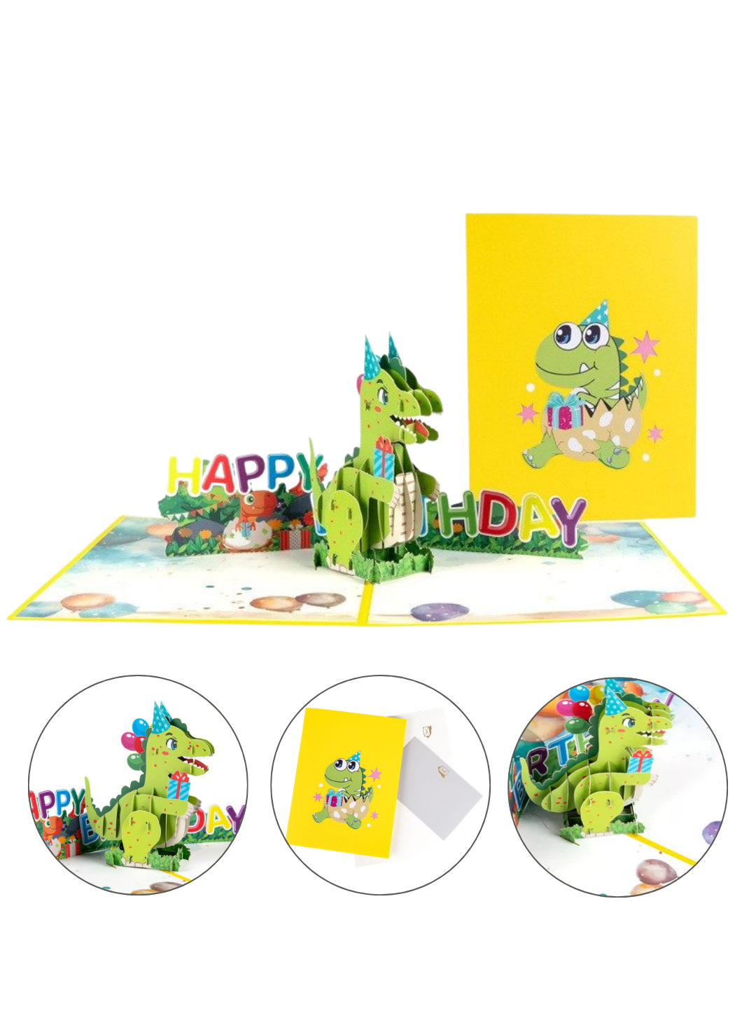 3D Pop-Up Birthday Card Cute Dinosaur