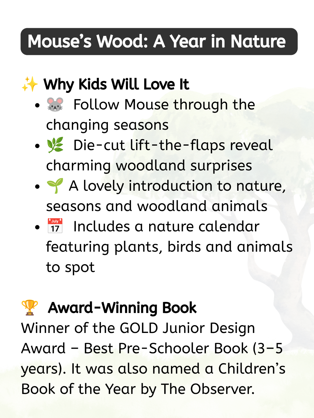 Mouse’s Wood: A Year in Nature by Alice Melvin (Lift-the-Flap Hardcover)