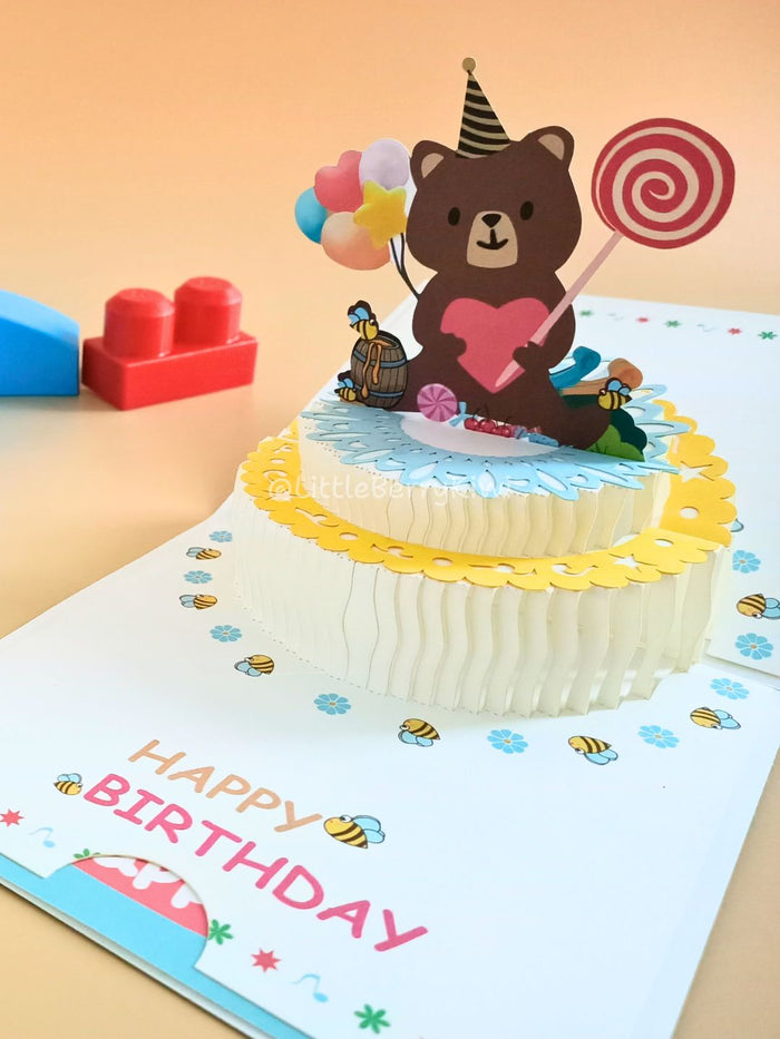 3D Pop up Bear Happy Birthday Greeting Card