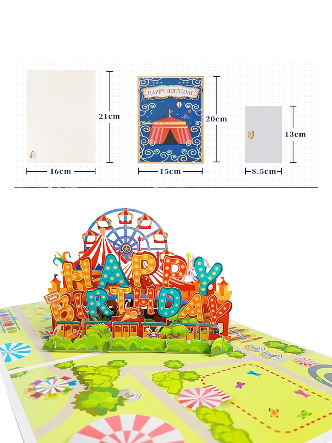 3D Pop-Up Happy Birthday Greeting Card Carnival Theme