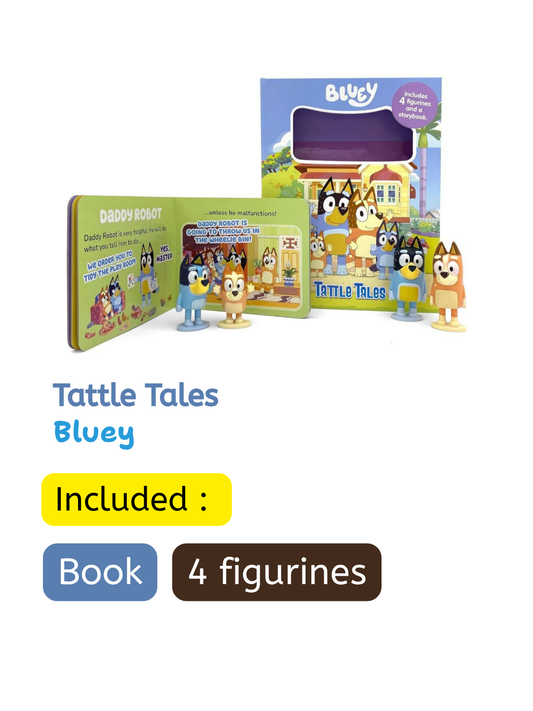 Bluey – Tattle Tales (Book + 4 Figurines)