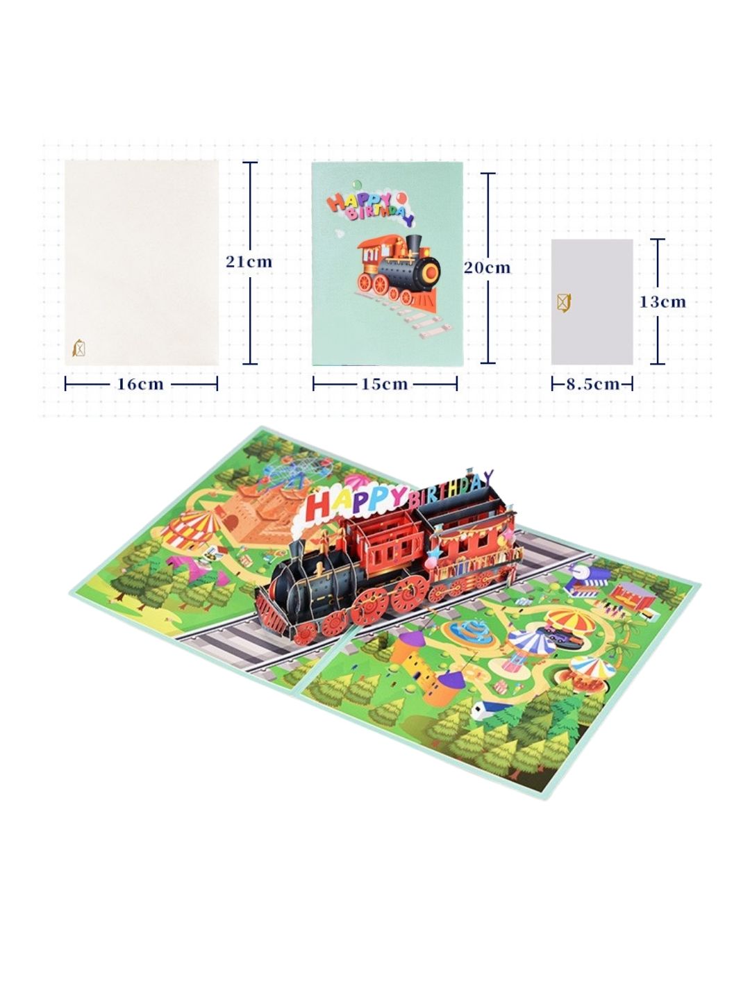3D Pop-Up Happy Birthday 🎂 Greeting Card Amusement Park Train