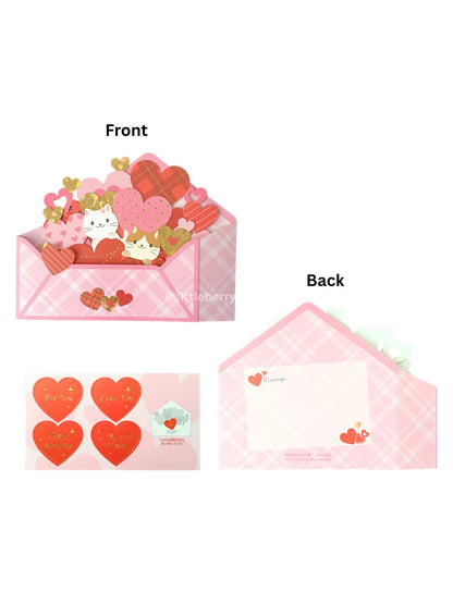 Pop-Up Greeting Card Cute Cat and Love