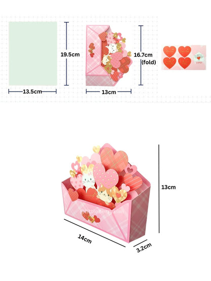 Pop-Up Greeting Card Cute Cat and Love