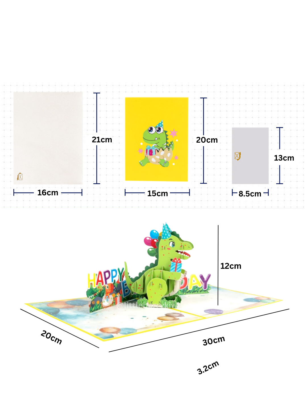 3D Pop-Up Birthday Card Cute Dinosaur