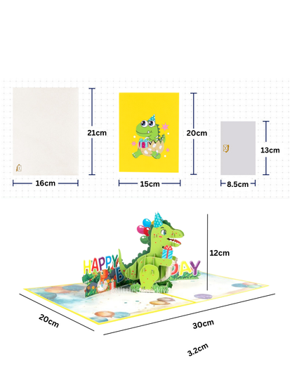 3D Pop-Up Birthday Card Cute Dinosaur
