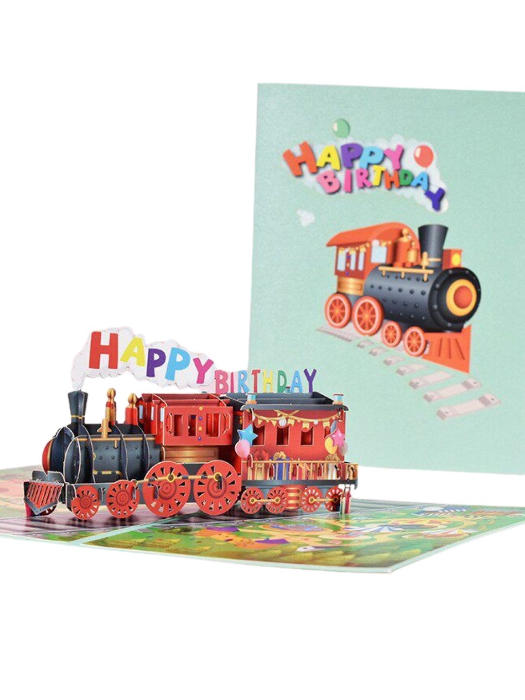 3D Pop-Up Happy Birthday 🎂 Greeting Card Amusement Park Train