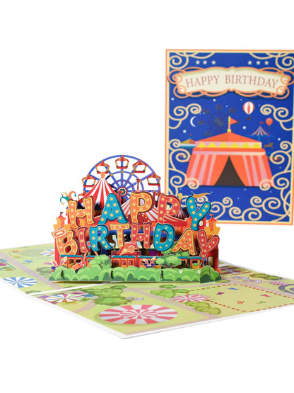 3D Pop-Up Happy Birthday Greeting Card Carnival Theme