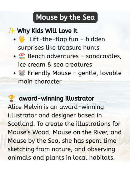 Mouse by the Sea by Alice Melvin (Lift-the-Flap Hardcover Nature Book)