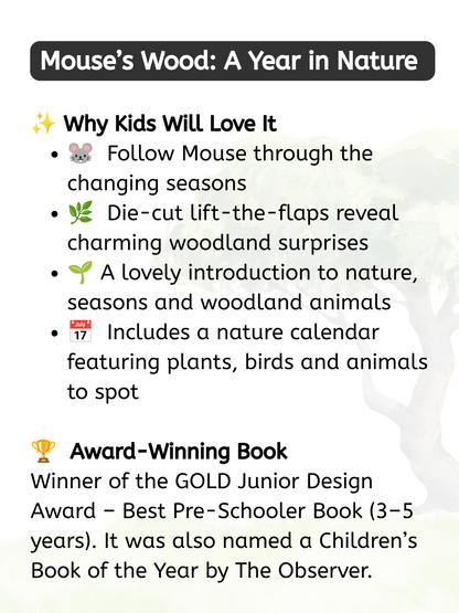 Mouse’s Wood: A Year in Nature by Alice Melvin (Lift-the-Flap Hardcover)