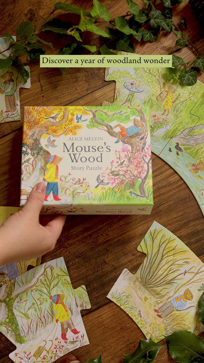 Mouse’s Wood Story Puzzle by Alice Melvin (12-Piece Double-Sided Jigsaw)
